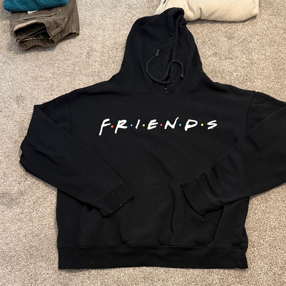 FRIENDS Black Hoodie with Colorful Lettering